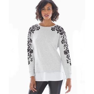 Soma Flocked Layered Look Sweatshirt size small grey